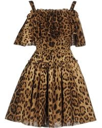 Dolce & Gabbana - Animal Print Short-Sleeve Dress - Lyst