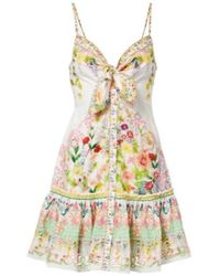 CAMILLA - Bow-Detail Floral Cotton Minidress - Lyst