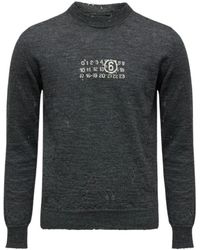 MM6 by Maison Margiela - Charcoal Numeric Graphic Sweater With Ribbed Cuffs - Lyst