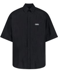 Balenciaga - Bb Logo Embroidered Oversized Shirt - Lyst