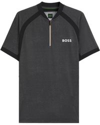 BOSS - Panelled Zip-Neck T-Shirt - Lyst
