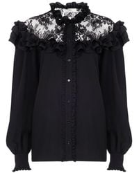 Chloé - Chloé High-Neck Laced Ruffled Blouse - Lyst