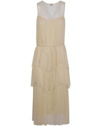 Twinset - Pleated Flounces Long Tulle Dress - Lyst