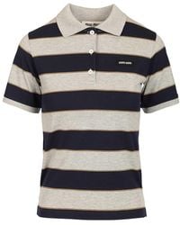 Miu Miu - Short-Sleeved Striped Polo Shirt - Lyst