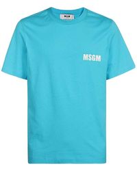 MSGM - Logo Printed Crewneck T-Shirt - Lyst