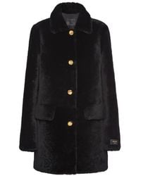 Prada - Shearling Fur Coat - Lyst