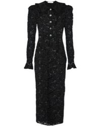 Alessandra Rich - Puff-Sleeve Cotton Blend Lace Midi Dress - Lyst