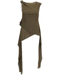 Ganni - Marl Mesh Tie Knot Tank Top - Lyst