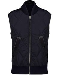 Tom Ford - Diamond-Quilted Leather-Trim Gilet - Lyst