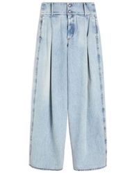 Sportmax - Salbatro Button-Embellished Pleated Denim Trousers - Lyst