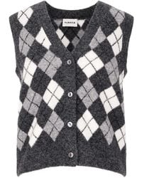 P.A.R.O.S.H. - Argyle-Knit V-Neck Sleeveless Cardigan - Lyst