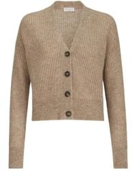 Brunello Cucinelli - Mohair, Cotton And Wool Diamond Yarn English Rib Cardigan - Lyst