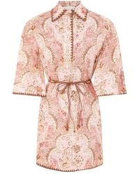 Zimmermann - Daylight Floral Belted Mini Dress - Lyst