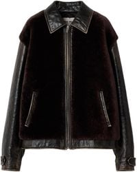 Miu Miu - Leather Shearling-Trim Jacket - Lyst