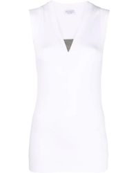 Brunello Cucinelli - V-Neck Ribbed Tank Top - Lyst
