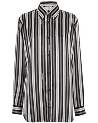 Fendi - Striped Collared Long-Sleeve Shirt - Lyst