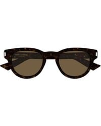 Saint Laurent - Round-Frame Tortoiseshell Sunglasses - Lyst