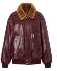 Rabanne - Shearling-Collar Leather Bomber Jacket - Lyst