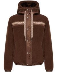 Moncler - Geometric Trim Teddy Zip-Up Hoodie - Lyst