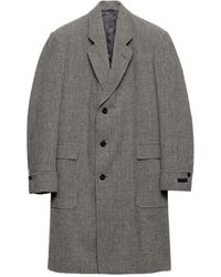 Prada - Single-Breasted Houndstooth Check Wool Coat - Lyst