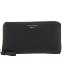Emporio Armani - Logo Printed Zip-Around Wallet - Lyst