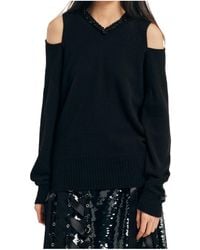 Simone Rocha - Embellished Relaxed Cashmere Slash V-Neck Jumper - Lyst