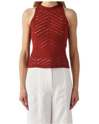Twinset - Openwork Halterneck Knitted Top - Lyst