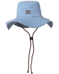 Miu Miu - Logo-Embroidered Wide-Brim Sun Hat - Lyst