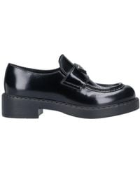 Prada - Logo Plaque Slip-On Loafers - Lyst