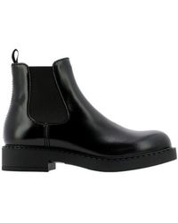 Prada - Brushed Leather Chelsea Boots - Lyst