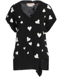 Marni - Two-Tone Knit Short-Sleeve V-Neck Top - Lyst