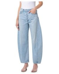 Agolde - Barrel Leg Faded Wash Jeans - Lyst