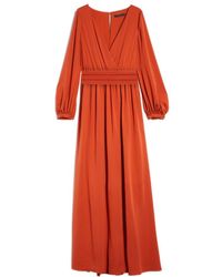 Max Mara - V-Neck Long-Sleeved Maxi Dress - Lyst