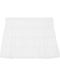 Celine Embroidered Mini Skirt in White | Lyst