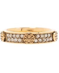 Tory Burch - Logo-Plaque Crystal Ring - Lyst
