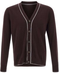 Eleventy - Contrast Trim V-Neck Cardigan - Lyst