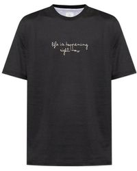 Eleventy - Slogan Printed Crewneck T-Shirt - Lyst
