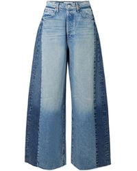 Mother - Button Sneak Fray Distressed High-Rise Wide-Leg Jeans - Lyst