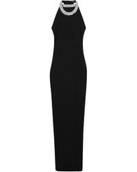Balmain - Dress With Shimmering Crystals On The Neckline - Lyst
