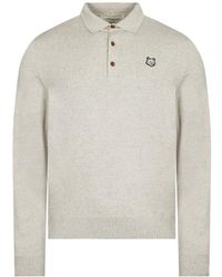 Maison Kitsuné - Maison Kitsuné Fox Head Patch Knit Polo Shirt - Lyst