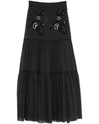Ermanno Scervino - Long Cotton Skirt Elastic Waist Tiered - Lyst