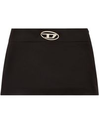 DIESEL - O-Dixy Logo Detailed Mini Skirt - Lyst