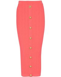 Balmain - Cable-Knit Midi Skirt - Lyst