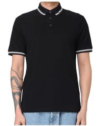 Emporio Armani - Piped Collar Piqué Polo Shirt - Lyst