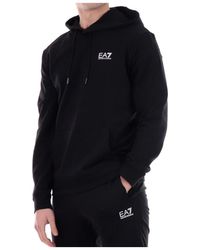 EA7 - Logo-Print Drawstring Hoodie - Lyst
