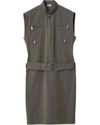 Burberry - Zip-Detailed Belted Sleeveless Mini Dress - Lyst