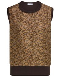 Ferragamo - Knitted Top With Silk Panel Detail - Lyst