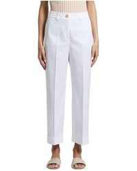 Peserico - Pressed-Crease Turn-Up Trousers - Lyst