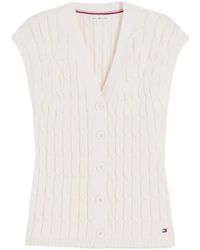 Tommy Hilfiger - Cable-Knit Sleeveless Cardigan - Lyst