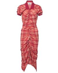 Vivienne Westwood - Pulling Checked Ruched Cotton Midi Dress - Lyst